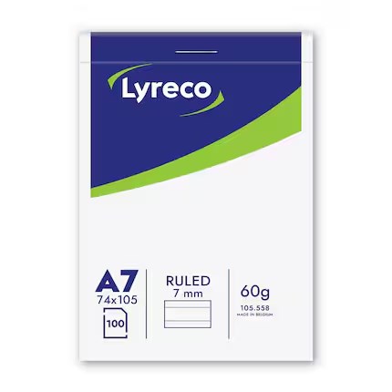 Lyreco schrijfblok, A7, gelijnd, geniet (100 vellen)