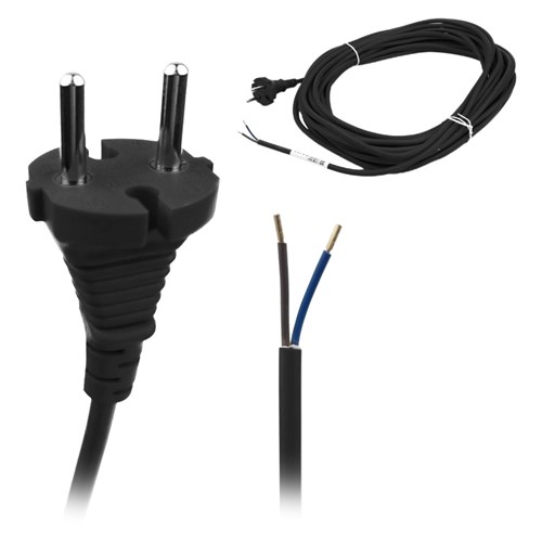 Aansluitsnoer 15 meter zwart 2x1mm