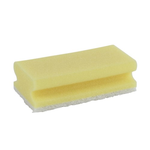 Schuurspons met greep geel met witte schuurkant