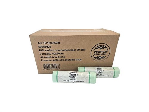 Composteerbare afvalzak groen 30 liter (400 stuks)