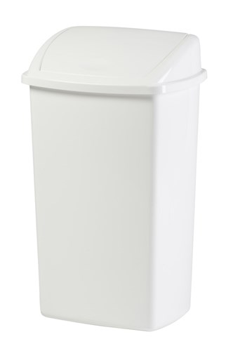 Afvalbak met swing deksel 50 Ltr Wit