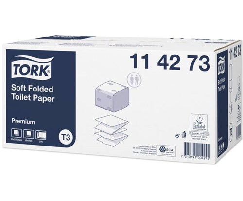 Tork Zacht Gevouwen Toiletpapier Premium, 2-laags, wit